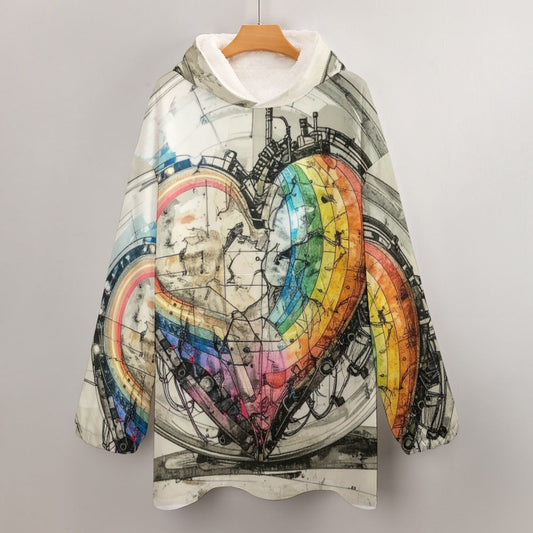 Heart Multi-colored Hooded Blanket