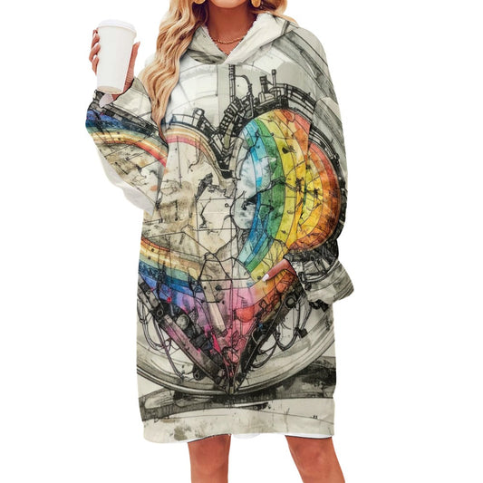 Heart Multi-colored Hooded Blanket