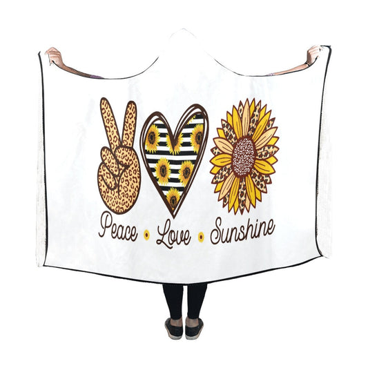Love and Peace Hooded Blanket 60"x50"