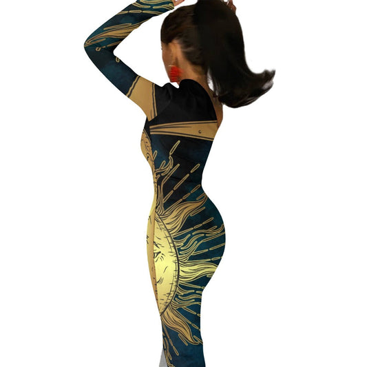 One Sleeve Sun and Moon Dress