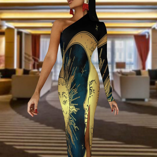 One Sleeve Sun and Moon Dress