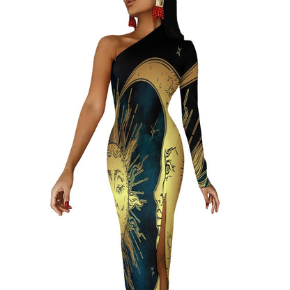 One Sleeve Sun and Moon Dress