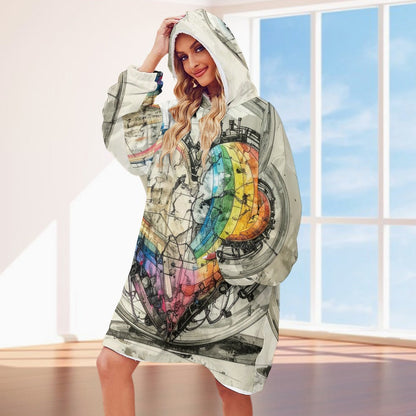 Heart Multi-colored Hooded Blanket