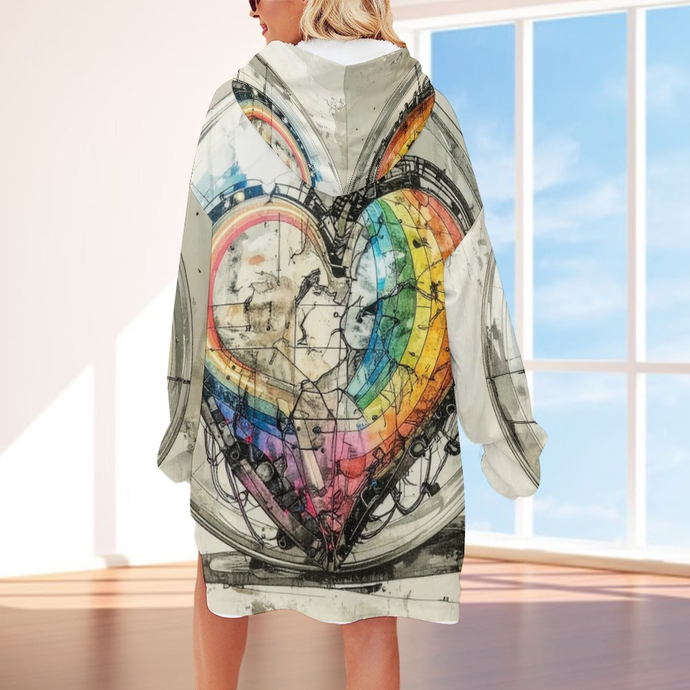 Heart Multi-colored Hooded Blanket