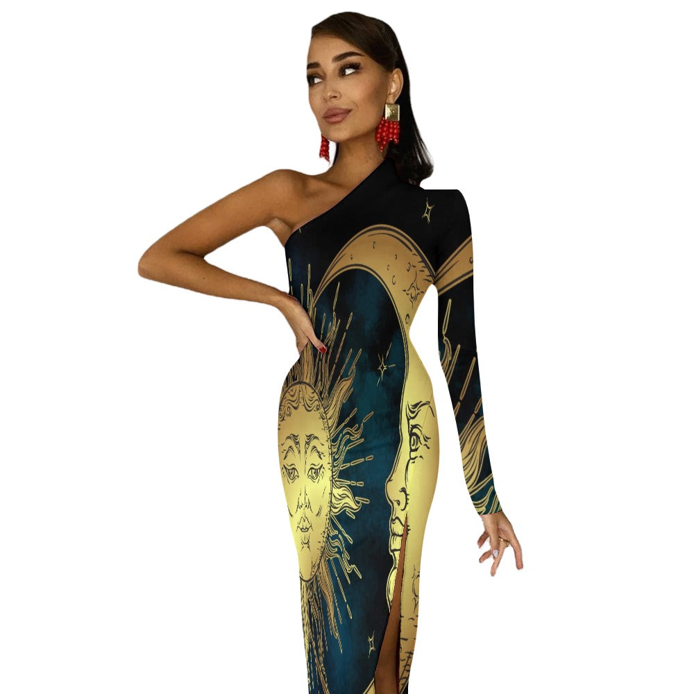 One Sleeve Sun and Moon Dress