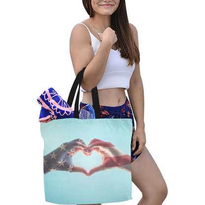 American Hand Hearts Canvas Tote Bag (L)