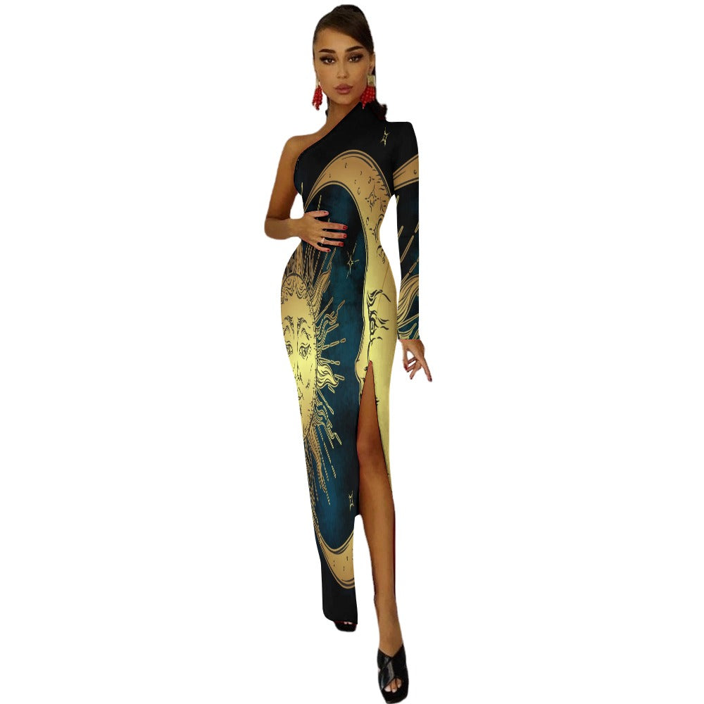 One Sleeve Sun and Moon Dress
