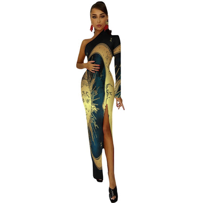 One Sleeve Sun and Moon Dress
